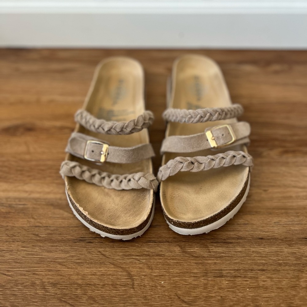 Serra Beige Braided Strap Sandals